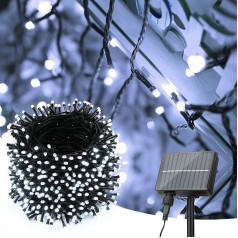 PhilzOps Solar Fairy Lights āra apgaismojums, 52 metri, 500 LED Ziemassvētku pasaku gaismas āra apgaismojumam ar 8 režīmiem, ūdensizturīgs, saules dekoratīvais apgaismojums dārziem, balkoniem, terasēm, ārtelpām, pagalmiem, kāzām, kāzām (v