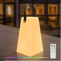 Āra lampa Pārnēsājama daudzkrāsaina LED āra lampa Bezvadu USB uzlādējama galda lampa ar tālvadības pulti Āra aptumšojama 8 krāsu RGB ūdensizturīga kempingam Patio Dārzs Mājas dekorēšanai