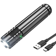 klarus EC20 1100 lūmenu LED lukturītis, 4000 mAh USB uzlādējams, IPX8 ūdensizturīgs rokas lukturītis kempingam, atpūtai un mājsaimniecībai