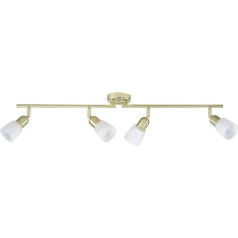 BRILLIANT Lampe Sofia Spotrohr 4flg messing/weiß-alabaster | 4x D45, E14, 40W, geeignet für Tropfenlampen (nicht enthalten) | Arme drehbar/Köpfe schwenkbar