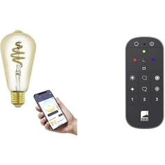 EGLO connect.z Smart-Home LED spuldze E27 ST64 ar tālvadības pulti Alexa balss vadība Regulējama gaismas krāsa (silti balta/auksti balta), 360 lūmeni, 5 vati, retro spuldze Amber