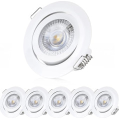 Sweet-led 6 trīs(3) LED iebūvēto starmešu prožektoru komplekts ar pakāpenisku aptumšošanu Dimmable White / Chrome Nickel Lacquered Round Warm White Pivotable Recessed Spotlights 3000K 5W 230V 400 Lumen