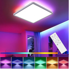 DODOPEN LED griestu gaisma ar tālvadības pulti 24 W RGB LED griestu gaisma ar krāsu maiņu 4000 K Moderns kvadrātveida griestu apgaismojums viesistabai guļamistabai bērnu istabai vannas istabai 29 x 2,5 cm