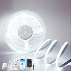 Yamlten 24V COB LED LED sloksnes 6000k Kaltes Weiß,Dimmable LED strip mit RF Fernbedienung/Smart App/Alexa Steuerung,320 LEDs/M für Küche,Badezimmer,Schlafzimmer DIY LED Band 10m.