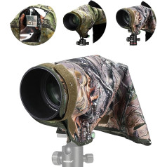 NEEWER PB021 Camera Rain Cover M Medium Waterproof Raincoat Protective Cover for Canon Sony Nikon Fujifilm DSLR Camera Lenses up to 200 mm Double-Sided Camouflage Green Nylon