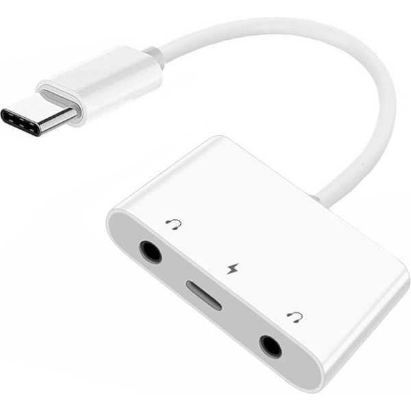 NFHK C tipa USB-C uz Dual 3,5 mm audio AUX & MIC skaņas karte ar PD barošanas lādēšanas adapteri, kas saderīgs ar portatīvo datoru, planšetdatoru, mobilo tālruni