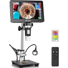 Dcorn 7 collu LCD digitālais mikroskops 1200X, 16MP 1080P mikroskops pieaugušajiem monētu lodēšanai, LCD mikroskops ar ekrānu, mikroskops ar 10 LED aizpildīšanas gaismām, saderīgs ar Windows/Mac, 32GB TF karte