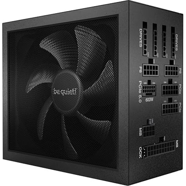 klusēt! Dark Power 13 850W, ATX 3.0, 80 Plus Titanium, modulārais barošanas bloks, PCIe 5.0 un PCIe 4.0 grafiskajām kartēm, 12VHPWR kabelis iekļauts, klusais ventilators, BN334