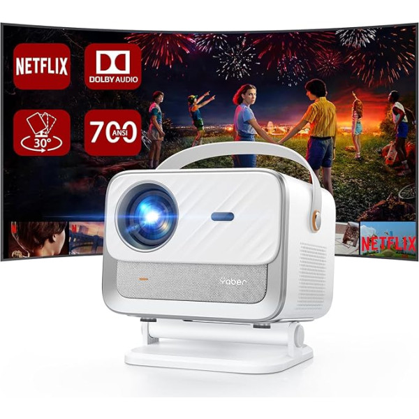 YABER V12 projektors ar Netflix, Dolby Audio projektors 4K, 1080P 700ANSI projektors Full HD ar statīvu, autofokusa projektors ar WiFi 6 un Bluetooth 5.2, 60 Hz projektors mājas kinam