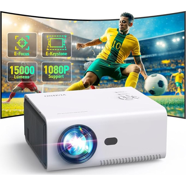 YUZINO 2024 Mini beamer,【Elektrischer Fokus/Trapezkorrektur/Zoom】 15000Lumen Full HD 1080P WiFi Bluetooth Projektor, Tragbarer Outdoor Beamer Handy, LED Heimkino für Telefon/Laptop/TV Stick/USB/HDMI