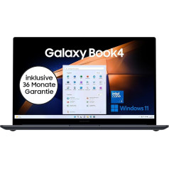 Samsung Galaxy Book4 portatīvais dators, 15,6 collu displejs, Intel Core 3 procesors, 8 GB RAM, klēpjdators ar 256 GB atmiņas, pelēks