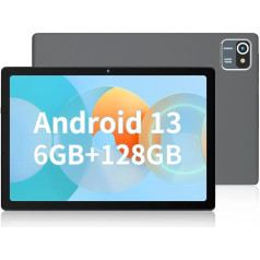 Lville Tablet 10 Zoll, Quad-Core Android 13, 6 GB RAM + 64 GB ROM(128 GB TF), WLAN, Bluetooth, IPS 1280 x 800, akumulators 5000 mAh (Grau)