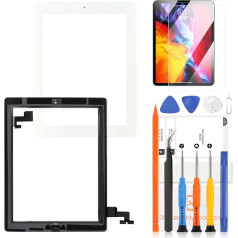 LADYSON Touchscreen Digitizer für iPad 2 Bildschirm für iPad 2 ND Gen A1395 A1396 A1397 9,7 Zoll Touchscreen Ersatz Reparaturset mit Home Button mit Werkzeugen (weiß, kein LCD-Display)