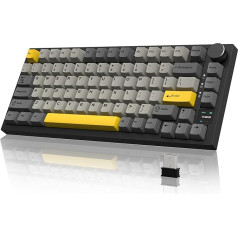 YINDIAO AK820 PRO mehāniskā tastatūra ar TFT viedo displeju un pogu, 2.4G Wireless/BT5.1/USB-C vadu, 75% ANSI izkārtojums, blīvējuma blīvslēgu montāža, karstā nomaiņa, lineārais slēdzis, RGB apgaismojums, PC, Mac (pelēka)