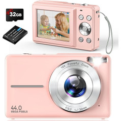 Digitālā fotokamera Fotokamera Kompaktkamera Fotoaparāts Digitālā kamera FHD 1080P 44MP Digitalkameras mit 16X DigitalZoom 2.4