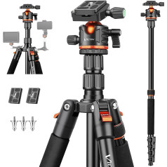 Victiv 200cm Kamera Stativ, Tragbares Stabiles Reisestativ, 2-in-1 Dreibein Stativ & Einbeinstativ mit 360° Panorama Kugelkopf für DSLR Canon Nikon Sony, Aluminium Camera Tripod, Stativ für Smartphone