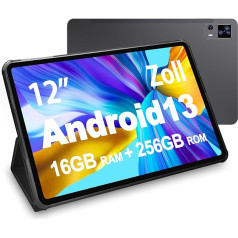 VASOUN 12 collu Android 13 planšetdators, 2k FHD+, 16GB RAM (8GB + 8GB paplašinājums) 256GB ROM, 4G LTE 5G Dual WiFi, Octa-Core, 5MP + 13MP Dual Camera, 8000mAh akumulators, izklaidei un izglītībai