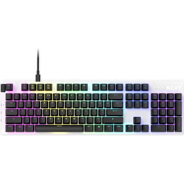 NZXT Function 2022 mehāniskā datorspēļu tastatūra - Apgaismota - Lineārs RGB slēdzis - MX saderīgi slēdži - Karstā nomaiņa - Izturīgs alumīnija vāks - Mehāniskā spēļu tastatūra | DE (QWERTZ) White