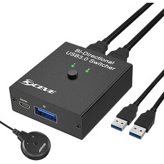 USB 3.0 pārslēdzējs, divvirzienu USB pārslēdzējs 2 in 1 Out / 1 in 2 Out, MLEEDA USB pārslēdzējs 2 datoru kopējai tastatūrai, pelei, skenerim, printerim, ar galddatora kontrolieri un 2 USB 3.0 kabeļiem