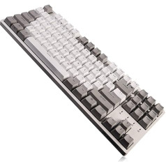 DURGOD mechaninė žaidimų klaviatūra Cherry MX Blue Switch 87 klavišai be klavišų N-Key Rollover žaidėjams (balta)