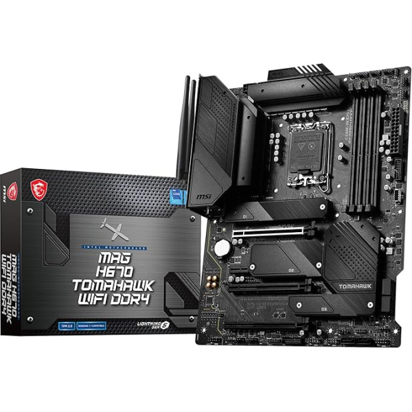 MSI MAG H670 TOMAHAWK WIFI DDR4 pamatplate, ATX - atbalsta 12. paaudzes Intel Core procesorus, LGA 1700 - DDR4 Memory Boost 4800+MHz/OC, PCIe 5.0 un 3.0 x16 slots, 3 x M.2 Gen4 slots, Wi-Fi 6