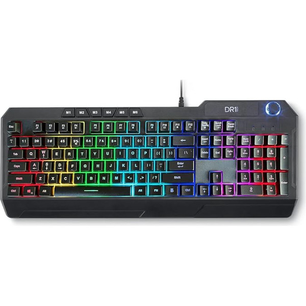 Игровая клавиатура DR1TECH Wasp RGB для PC/PS4 со светодиодной подсветкой - 104 клавиши с 26 клавишами против призраков - USB-клавиатура с кабелем (междун