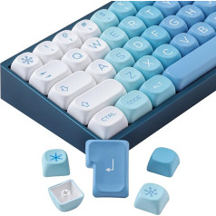 Sunzit Cute Custom Keycaps 140 taustiņu PBT Keycap komplekts, MOA profila taustiņu vāciņi Dye-Sub Blue Snow Monster taustiņu vāciņi Cherry MX slēdžiem ISO/ANSI UK izkārtojums Mehāniskā spēļu tastatūra