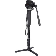 Kingjoy MP4008 Monopod Kit with Fluid Tilter VT-3510 and Stand Spider, Monopod with Screw Caps, Max. Height 166.5 cm, 30 kg Load Capacity, 4 Tripod Legs