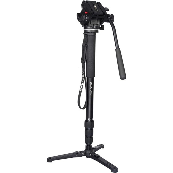 Kingjoy MP4008 Monopod Kit with Fluid Tilter VT-3510 and Stand Spider, Monopod with Screw Caps, Max. Height 166.5 cm, 30 kg Load Capacity, 4 Tripod Legs