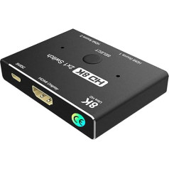 eppfun CS300 8K HDMI slēdzis HDMI sadalītājs, 1 ieejas un 2 izejas HDMI slēdzis, 8K @ 60Hz 4K @ 120Hz, saderīgs ar PC/Laptop/PS5/XBox monitoriem