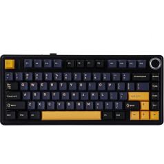 EPOMAKER x Aula F75 Gasket mehāniskā tastatūra, 75% karsti maināma spēļu tastatūra ar piecu slāņu polsterējumu un pogām, Bluetooth/Wireless/USB-C, RGB (melna, pusmēness slēdzis)