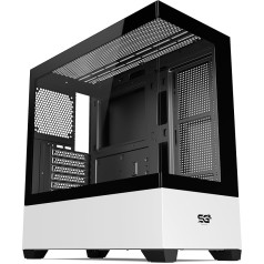 SaharaGaming SG520 W/O Fan Monochrome Magic ATX rūdīts spēļu korpuss ar USB 3.0 un USB 2.0, atbalsta līdz 360 mm AIO, 170 mm PSU un 250 mm PSU augstumu