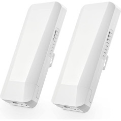 Bezvadu WiFi bezvadu tilts ārtelpā Point to Point WiFi tilts ar 2 Ethernet pieslēgvietām 5GHz 1-3km attālumā 100Mbps 24V PoE adapteris 2 gab. komplektā