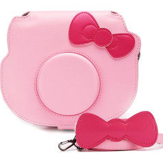 HelloHelio Kamera Tasche für Fujifilm Instax Mini Hello Kitty Sofortbildkamera entzückende Nette PU-Leder (Pink)