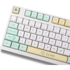 PBT Cat White Cyan Keycaps Set XDA profilis 130 klavišų Custom Dye-Sub Cute Keyboard Keycaps for Cherry Gateron MX Switches Mechaninės klaviatūros