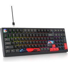 SOLIDEE 95% mehāniskā spēļu tastatūra, karsti nomaināma tastatūra ar baltu slēdzi, blīvējuma RGB fona apgaismojums, 98 taustiņi, PBT NKRO tastatūra Windows, klēpjdatoriem, datorspēlētājiem (98 sarkana)