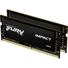 Kingston FURY Impact 64GB (2x32GB) 2666MHz DDR4 CL16 atmiņas komplekts portatīvajiem datoriem ar 2 KF426S16IBK2/64, melns