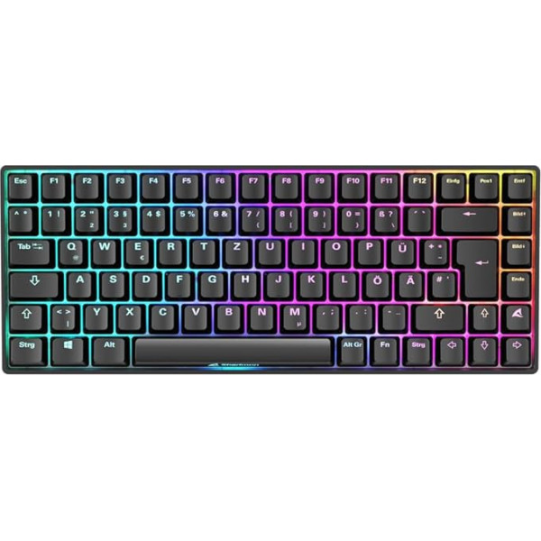 Sharkoon Skiller SGK50 S3 Black, RGB spēļu tastatūra, Gateron Brown, 75% izkārtojums