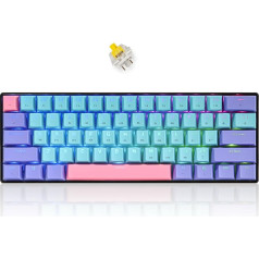 SOLIDEE 60% mehāniskā spēļu tastatūra, vadu/Bluetooth 5.0, divrežīmu tastatūra, RGB LED aizmugures izkliedētas tastatūras, 61 taustiņš, karstā nomaiņa ar lineāro Gateron dzelteno slēdzi datoram ar logu (61 Joker/dzeltens)