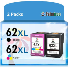 Palmtree 62XL Remanufactured with HP 62 Printer Cartridges HP 62 XL HP 62XL HP62XL HP62 Cartridges for HP Envy 7640 5540 5640 5544 5545 5646 5548, HP OfficeJet 200 250 5740 5742 (62XL 2XL 2XL