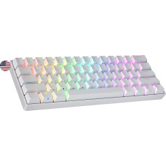 Ranked S60 Supernova mehāniskā 60 % tastatūra, Hotswap spēļu tastatūra, 61 taustiņš ar RGB apgaismojumu, PC/Mac Gamer, ASV amerikāņu izkārtojums (balta, Gateron Optical Speed Yellow)