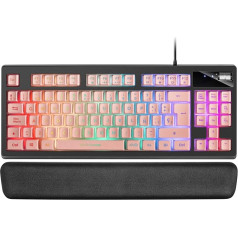 Mars Gaming MKAXPES Compact Keyboard TKL H-Mech RGB apgaismojums 9 efekti Gēla plaukstu balsts rozā Spāņu valoda