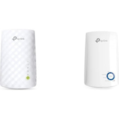 TP-Link RE200 WLAN pastiprinātāja retranslators (433 Mbit/s 5 GHz, 300 Mbit/s 2,4 GHz Dual WLAN AC+N, WLAN pastiprinātājs) balts un TL-WA850RE WLAN pastiprinātāja retranslators (300 Mbit/s, WLAN pastiprinātājs) balts