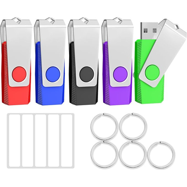 TEWENE USB Stick 4GB 5 Stück Set,USB Speicherstick Flash Drive Memory Stick,High Speed USB 2.0 Mehrfarbig Rotate.