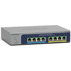 NETGEAR MS108EUP 8 pieslēgvietu 2,5 Gbit komutators | Multi-Gigabit LAN PoE komutators (pārvaldāms tīkla komutators Ultra60 PoE++, 230 W PoE budžets ar 4 PoE+/++ pieslēgvietām, bez ventilatora, WiFi 6 piekļuves punktu savienojums)