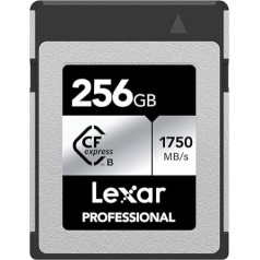 Lexar Professional SILVER Series 256GB CFexpress karte, B tipa CFe karte, līdz 1750MB/s lasīšanas ātrums, CF karte ar PCIe Gen3x2, saderīga ar digitālo spoguļkameru, atgriezeniski ar XQD kameru (LCXEXSL256G-RNENG)