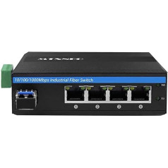 PoE komutators 4 porti Gigabit industriālais Ethernet komutators ar PoE 802.3at - 30W/ports Vienmodu līdz 20km