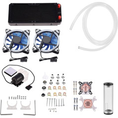 Lazmin Water Cooling Kit for PC Computer, DIY All-in-One Liquid CPU Cooler Set 240mm Heatsink LED Fan for CPU/GPU Block Pump Container, Water Cooling System