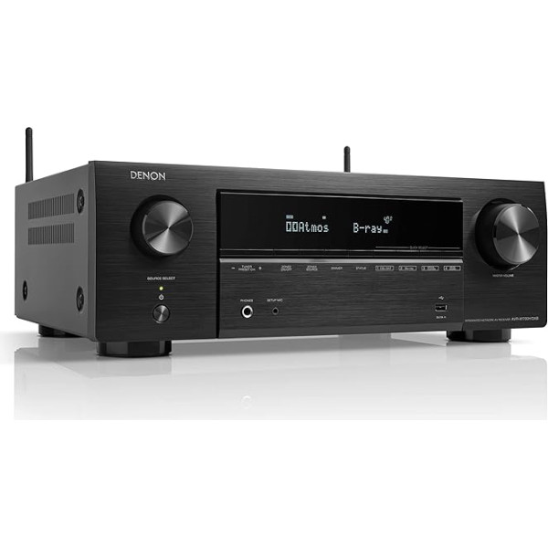 Denon AVR-X1700HDAB 7.2 kanālu AV uztvērējs, Hi-Fi pastiprinātājs ar Dolby Atmos, DTS:X, 6 HDMI ievadi un 1 izeja, 8K HDMI, Bluetooth, Wi-Fi, AirPlay 2, HEOS Multi-Room, saderīgs ar Alexa, melns