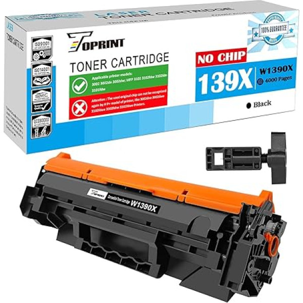 TOPRINT [be lusto, su įrankiais] 139X W1390X (139A W1390A) suderinama juoda tonerio kasetė, skirta H P Laserjet Pro 3002 3002dn 3002dw, 3102 3102fdw 3102fdn 3101 3101fdw spausdintuvui